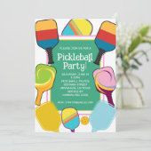 Invitation Préparation Rose Vert Et Jaune Pickleball (Debout devant)