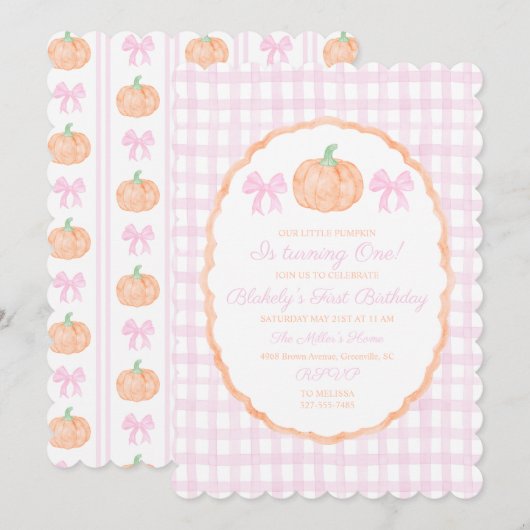 Invitation Préparatoire Grandmillennial Notre Petit Citrouill (Devant / Derrière)