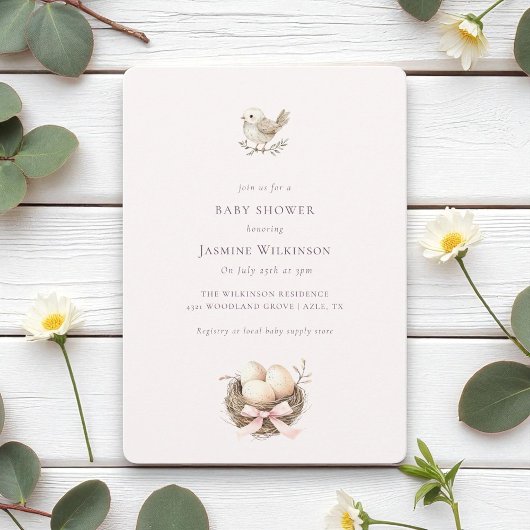 Invitation préparer le baby shower minimal d'aquarelle rose n