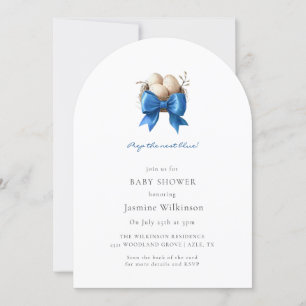 Invitation préparer le code qr du Baby shower bleu nid