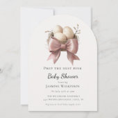 Invitation préparez le nid rose baby shower  (Devant)