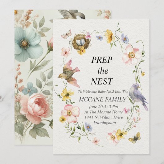 Invitation Préparez Le Nid : Une Fête Pour Le Nouvel Arrivée (Devant / Derrière)