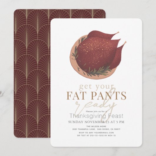Invitation Préparez Vos Gros Pantalons Turquie Thankgiving (Devant / Derrière)
