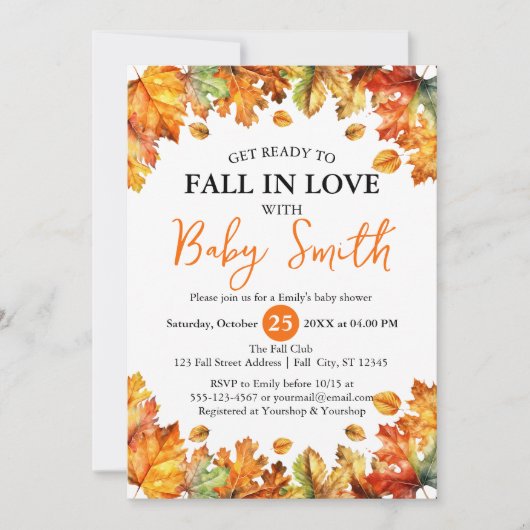 Invitation Préparez-vous à tomber dans l'amour Baby shower de (Devant)