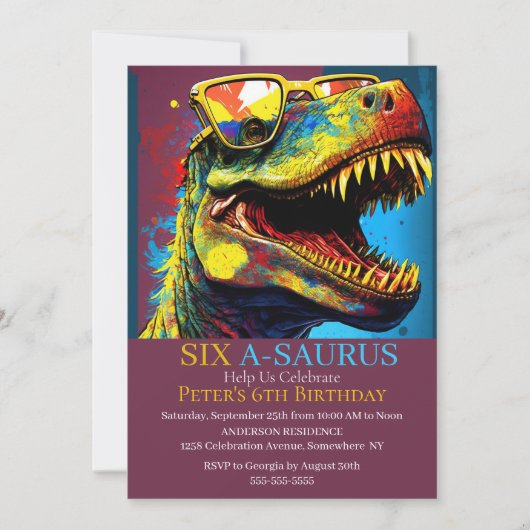 Invitation Préparez-vous à une fête d'anniversaire de Dinosau (Devant)