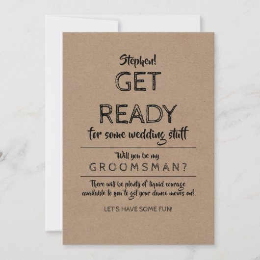 Invitation Préparez-vous - Drôle Groomsman Proposition (Devant)