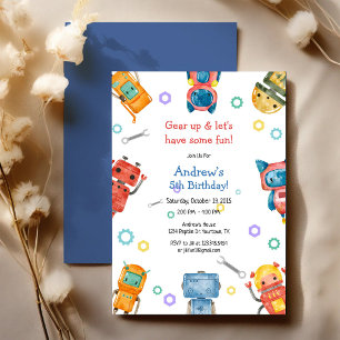Invitation Préparez-vous et amusons-nous Anniversaire de robo