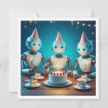 Invitation Préparons-nous pour l'anniversaire du robot, l'ann<br><div class="desc">Une invitation vraiment cool qui représente 3 robots mangeant du gâteau d'anniversaire et portant des casquettes de fête,  une invitation formidable pour les amateurs de robots ainsi que les amateurs de science et de technologie. La carte peut être entièrement modifiée et personnalisée pour répondre à vos besoins.</div>