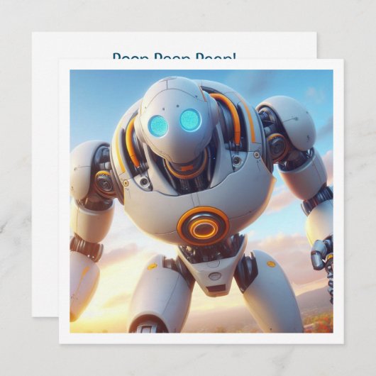 Invitation Préparons-nous pour l'anniversaire du robot, l'ann (Devant / Derrière)