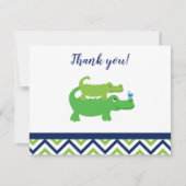 Invitation Preppy Alligator Crocodile Merci notes (Devant)