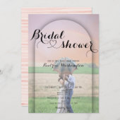 Invitation Preppy Arch manuscrite Coeur photo Fête des mariée (Devant / Derrière)