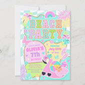 Invitation Preppy Beach Birthday Party On The Beach Summer (Devant)