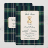 Invitation Preppy Bear Baby shower garçon (Devant / Derrière)