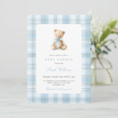 Invitation Preppy Bear Baby shower garçon (Debout devant)