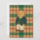 Invitation Preppy Bear Noël Plaid Baby shower (Dos)