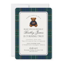 Preppy Bear Tartan Plaid Boy Birthday Party