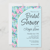 Invitation Preppy Blue et rose nuptiale Douche (Devant)