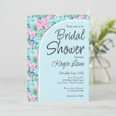 Invitation Preppy Blue et rose nuptiale Douche (Debout devant)