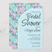 Invitation Preppy Blue et rose nuptiale Douche (Devant / Derrière)