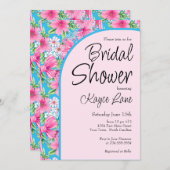 Invitation Preppy Blue et rose nuptiale Douche (Devant / Derrière)