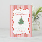 Invitation Preppy Bow Holiday Brunch Party Invite (Debout devant)