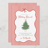 Invitation Preppy Bow Holiday Brunch Party Invite (Devant / Derrière)