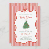 Invitation Preppy Bow Merry Little Baby Shower Invite (Devant / Derrière)