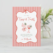 Invitation Preppy Bow Tipsy & Toasty Holiday Party Invite (Debout devant)
