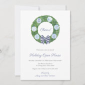 Invitation Preppy Boxwood Wreath Christmas Dracks Party (Devant)