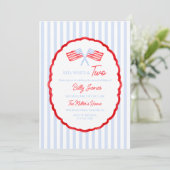 Invitation Preppy Boys Red White & Two Patriotic Birthday (Debout devant)