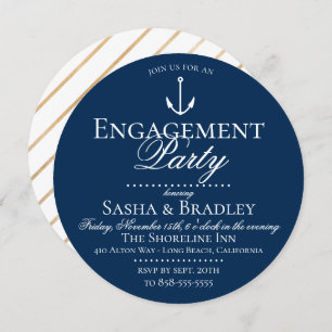 Invitation Preppy Chic Nautical Navy Engagement Party