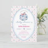 Invitation Preppy Chinoiserie Automne Citrouille Baby shower (Debout devant)