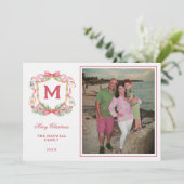 Invitation Preppy Christmas Mahjong | Monogram Photo Card (Debout devant)