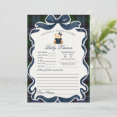 Invitation Preppy Coquette Bow Bear Girl Advice for Baby Card (Debout devant)