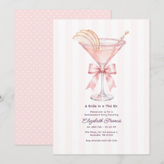 Invitation Preppy Coquette Une future mariée dans une soirée (Devant / Derrière)