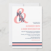 Invitation Preppy Coral & Navy M. et M. Mariage (Devant)