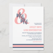 Invitation Preppy Coral & Navy Mme & Mme Mariage (Devant)