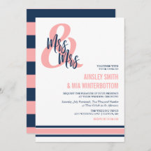 Preppy Coral & Navy Mme & Mme Mariage
