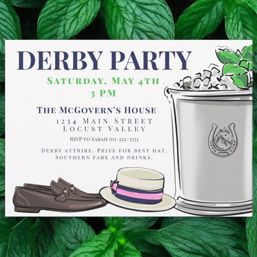 Invitation Preppy Derby Party Fashion Mint Julep