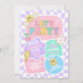 Invitation Preppy Editable Célébrons Smile Face Birthda (Devant)