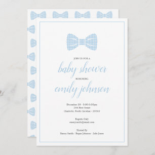 Invitation Preppy En vichy Bow Cravate Baby Boy Shower Invita