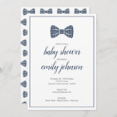 Invitation Preppy En vichy Bow Cravate bébé garçon douche Inv (Devant / Derrière)