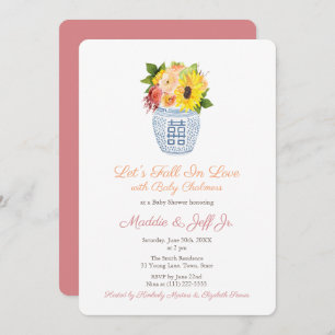 Invitation Preppy Fall In Love Automne Fille Baby shower Part