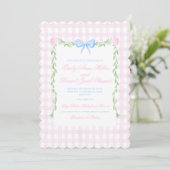 Invitation Preppy Floral Aquarelle Bow Mariage (Debout devant)