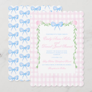 Invitation Preppy Floral Aquarelle Bow Mariage