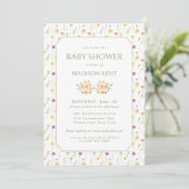 Invitation Preppy Floral Spring Summer Flowers Baby Shower (Debout devant)