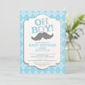 Invitation Preppy Fun OH GARY Baby shower Moustache (Debout devant)