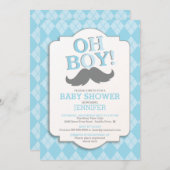 Invitation Preppy Fun OH GARY Baby shower Moustache (Devant / Derrière)