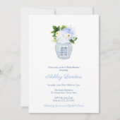 Invitation Preppy Ginger Jar Blue Floral Boy Baby shower (Devant)