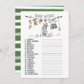 Invitation Preppy Golf Clothesline Baby Word Scrambule (Devant / Derrière)